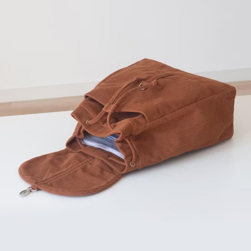 秋冬新品 燈芯絨大號後背包【焦糖】A4可放 休閒輕便 復古溫暖