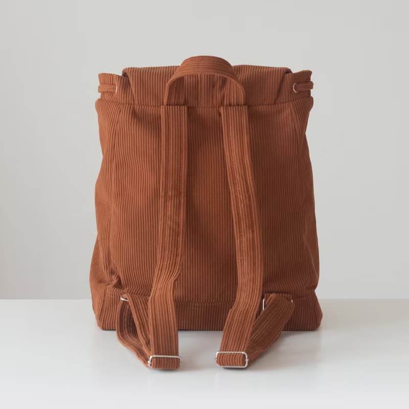 秋冬新品 燈芯絨大號後背包【焦糖】A4可放 休閒輕便 復古溫暖