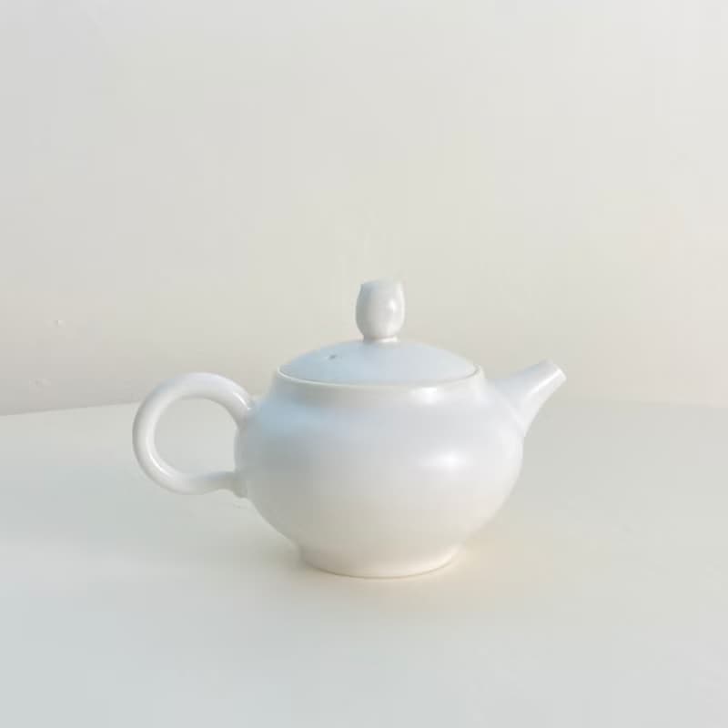 【茶具】白瓷小茶壺100ml－迷你貓頭鷹