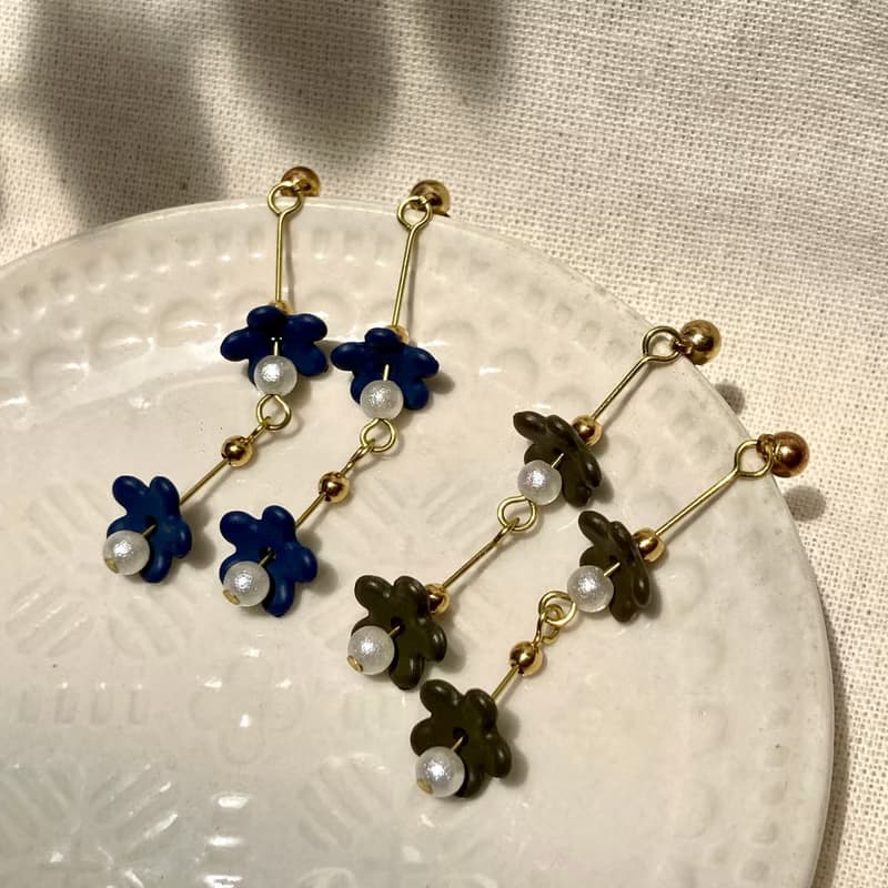 老林雜貨 | 花朵雨絲耳環 (針式 / 夾式)