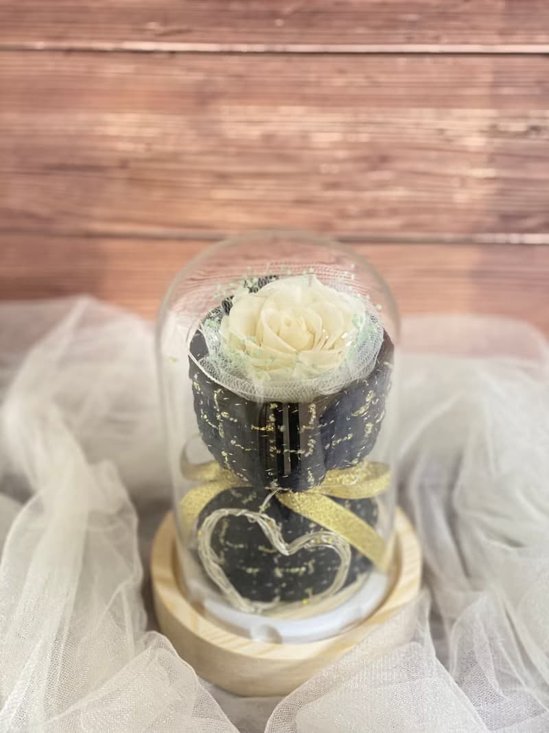 永生花束玻璃罩 玫瑰 花束 捧花 夜燈 玻璃罩
