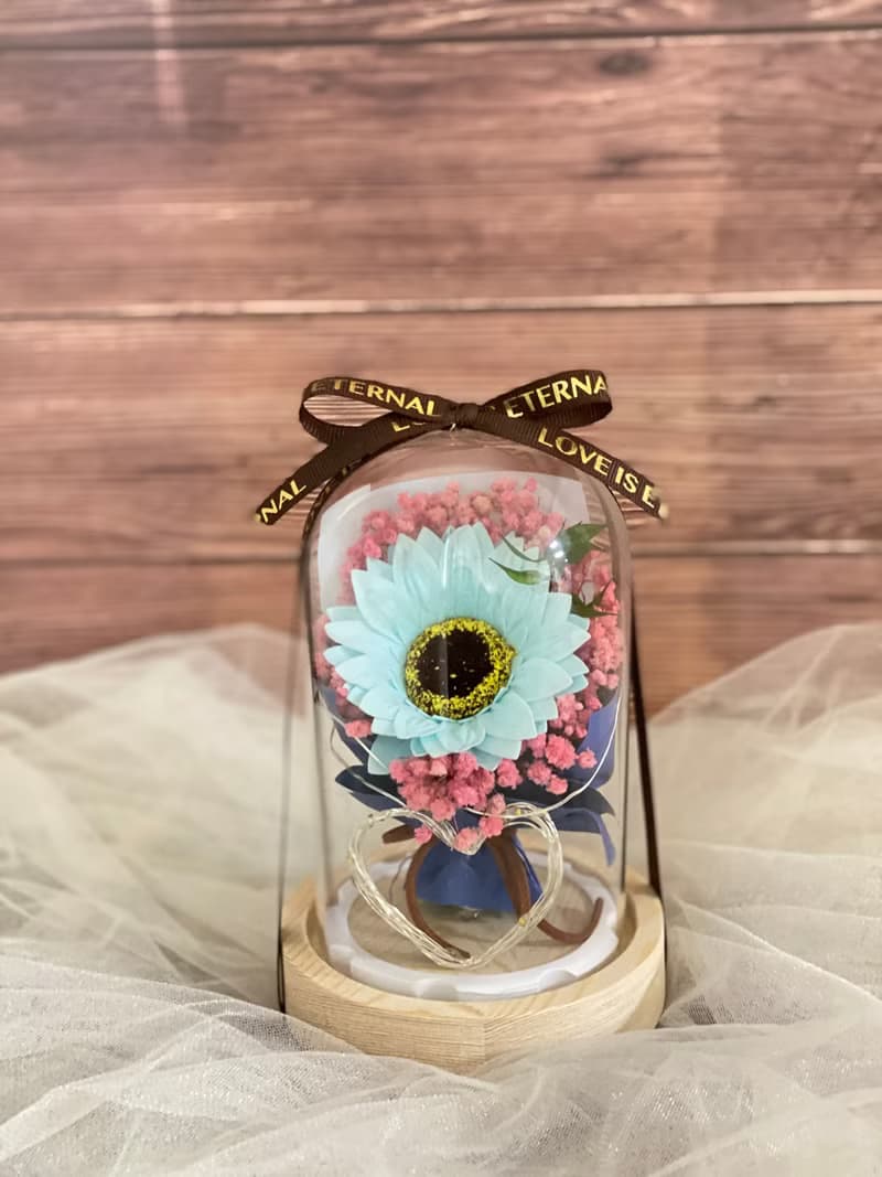 永生花束玻璃罩 玫瑰 花束 捧花 夜燈 玻璃罩