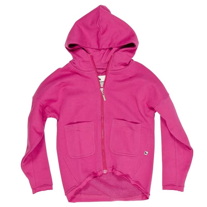 【瑞典童裝】高磅數有機棉特級連帽外套 2歲至18歲親子裝桃紅