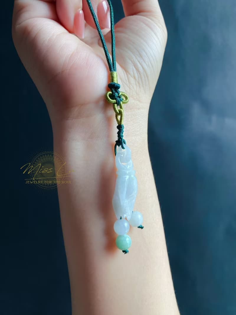 祈願 天然緬甸玉翡翠 手工雕刻 佛手 保平安 禮物 手機掛 長輩禮