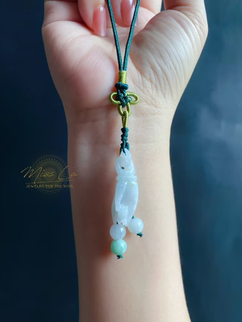 祈願 天然緬甸玉翡翠 手工雕刻 佛手 保平安 禮物 手機掛 長輩禮