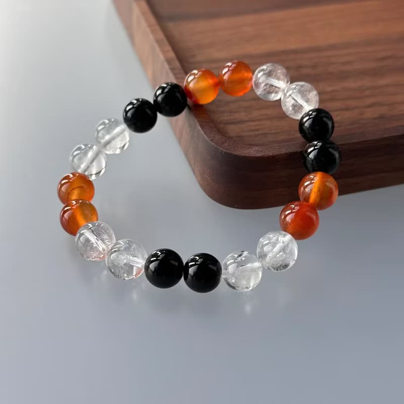 【追月】紅瑪瑙 黑瑪瑙 白水晶 天然水晶手鏈手鍊