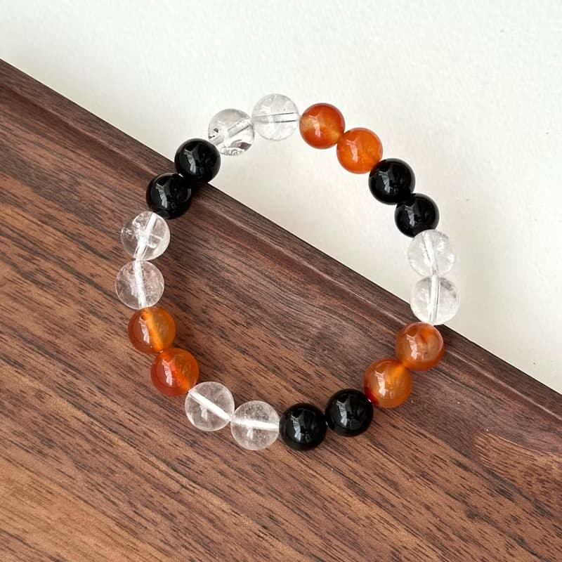 【追月】紅瑪瑙 黑瑪瑙 白水晶 天然水晶手鏈手鍊
