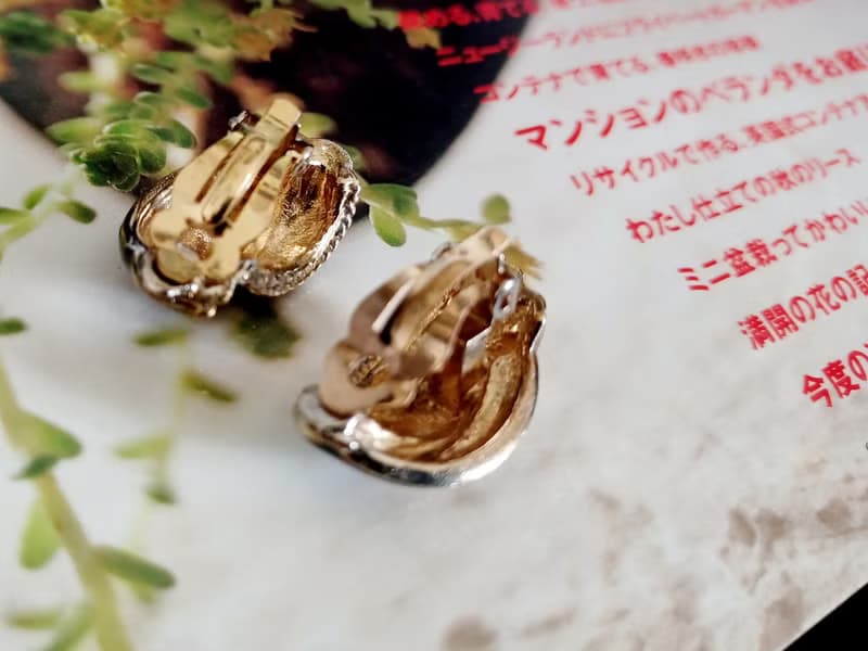 vintage jewelry  古董三色琺瑯夾式耳環