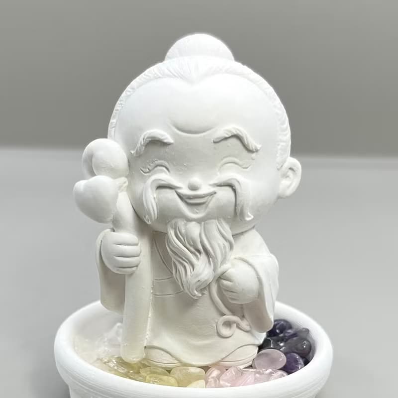 五行水晶能量礦石擴香 淨念吉祥小佛月下老人- 小盤組含精油選項