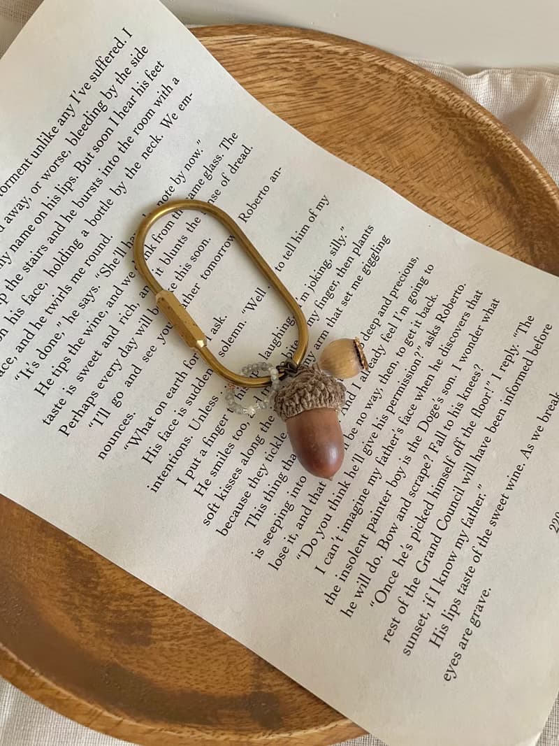 黃銅 黃銅鑰匙圈 乾燥花鑰匙圈 橡果鑰匙圈 項鍊墜子