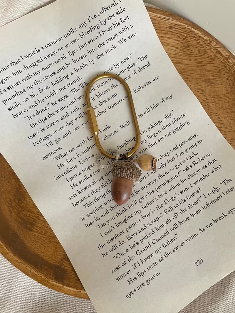 黃銅 黃銅鑰匙圈 乾燥花鑰匙圈 橡果鑰匙圈 項鍊墜子