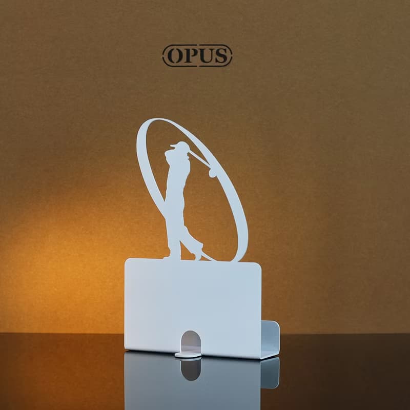 【OPUS東齊金工】歐式鐵藝名片座-高爾夫(白)/金屬商務名片盒