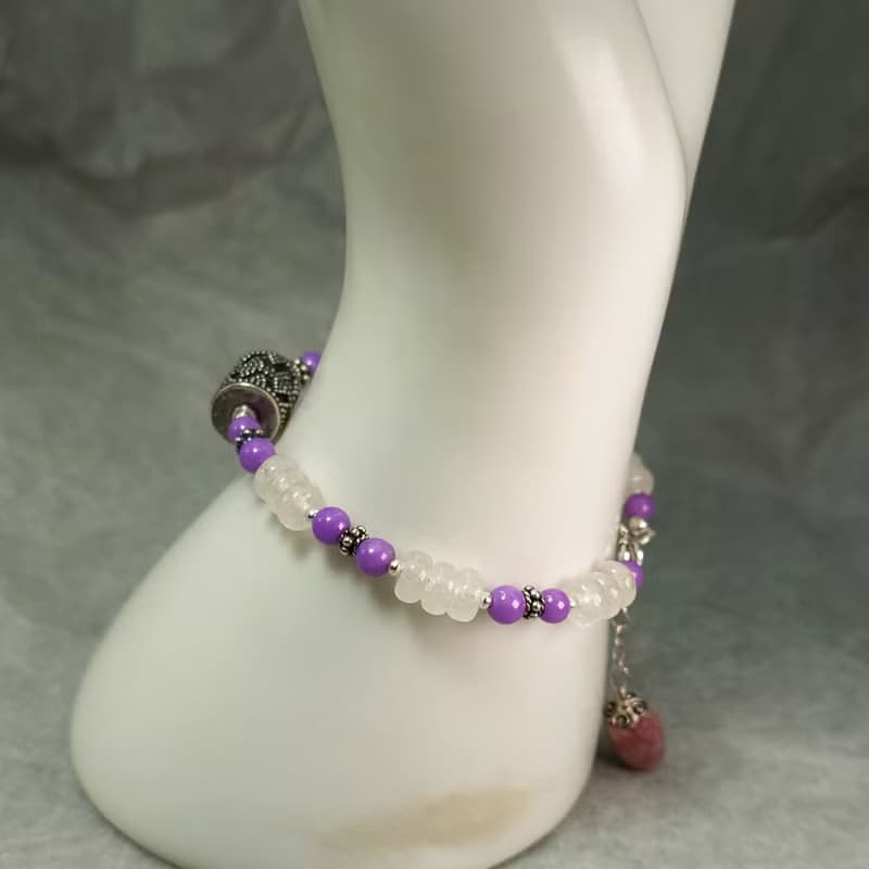 手鍊 水沫子 紫雲母 粉紅碧璽 手珠 925銀飾 寶石 飾品 首飾