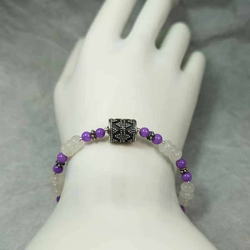 手鍊 水沫子 紫雲母 粉紅碧璽 手珠 925銀飾 寶石 飾品 首飾