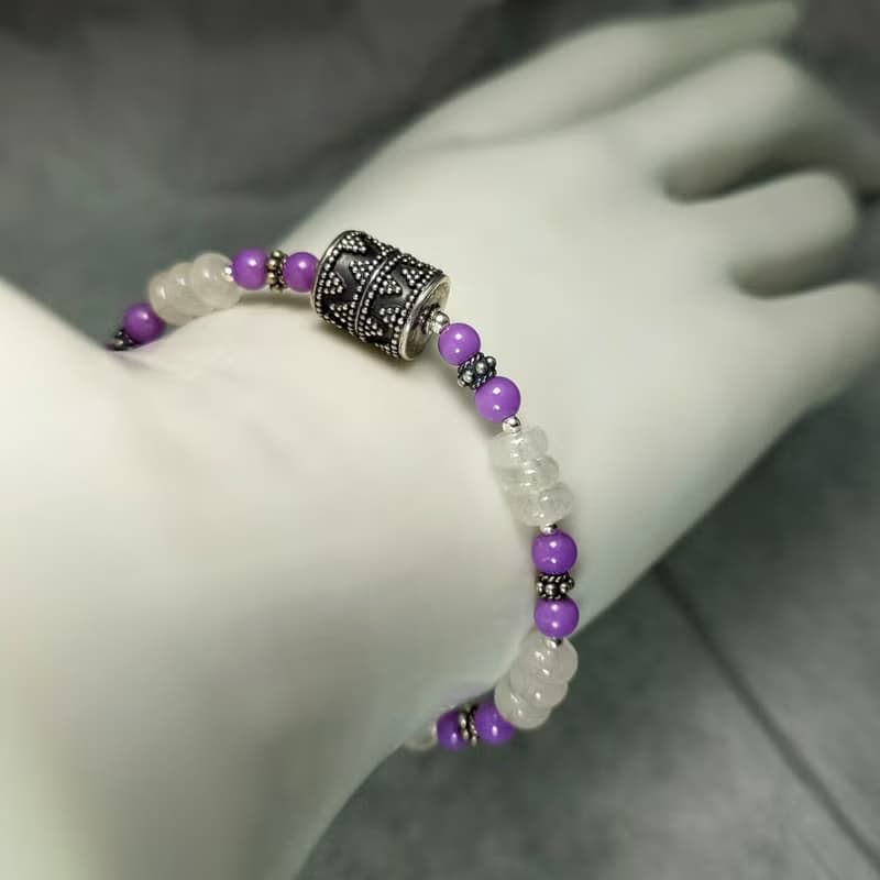 手鍊 水沫子 紫雲母 粉紅碧璽 手珠 925銀飾 寶石 飾品 首飾