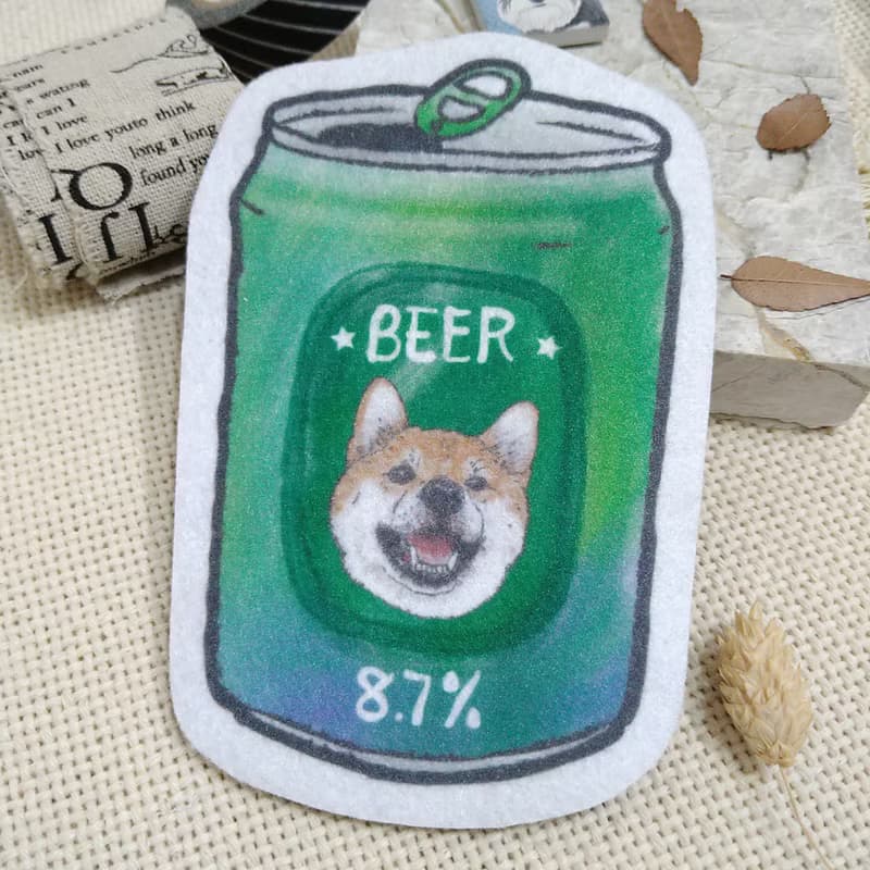 柴犬-啤酒-不織布杯墊-吸水杯墊