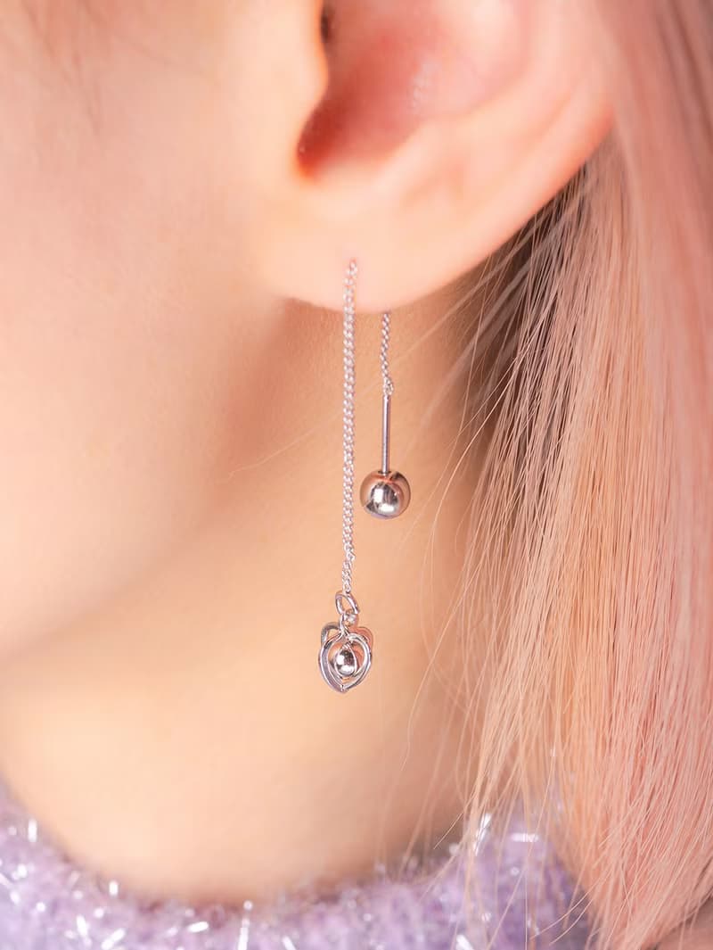 Crush 系列 I 圓珠心型 * 耳環 耳鍊 愛心 銀色 玫瑰金