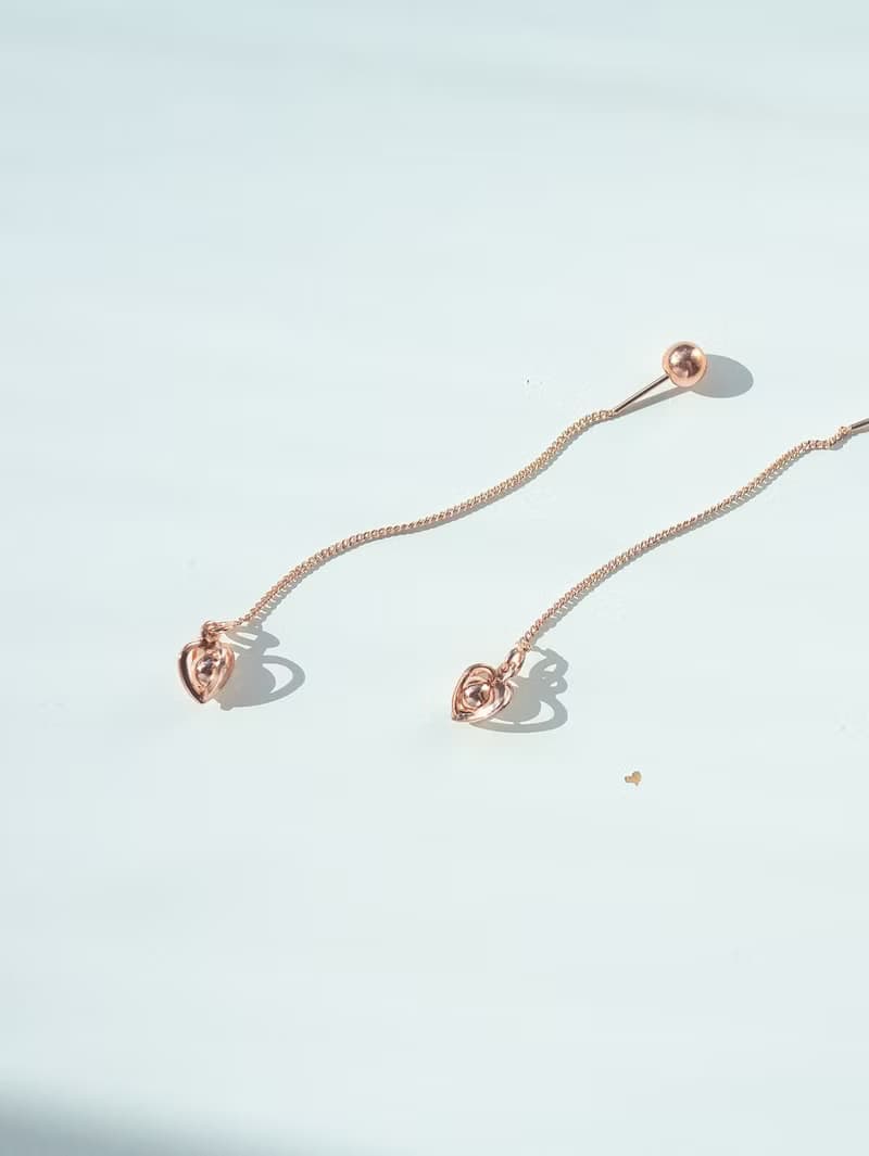 Crush 系列 I 圓珠心型 * 耳環 耳鍊 愛心 銀色 玫瑰金