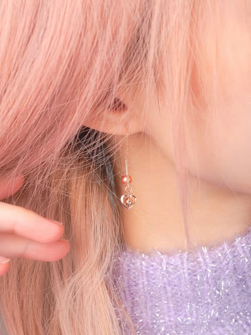 Crush 系列 I 圓珠心型 * 耳環 耳鍊 愛心 銀色 玫瑰金