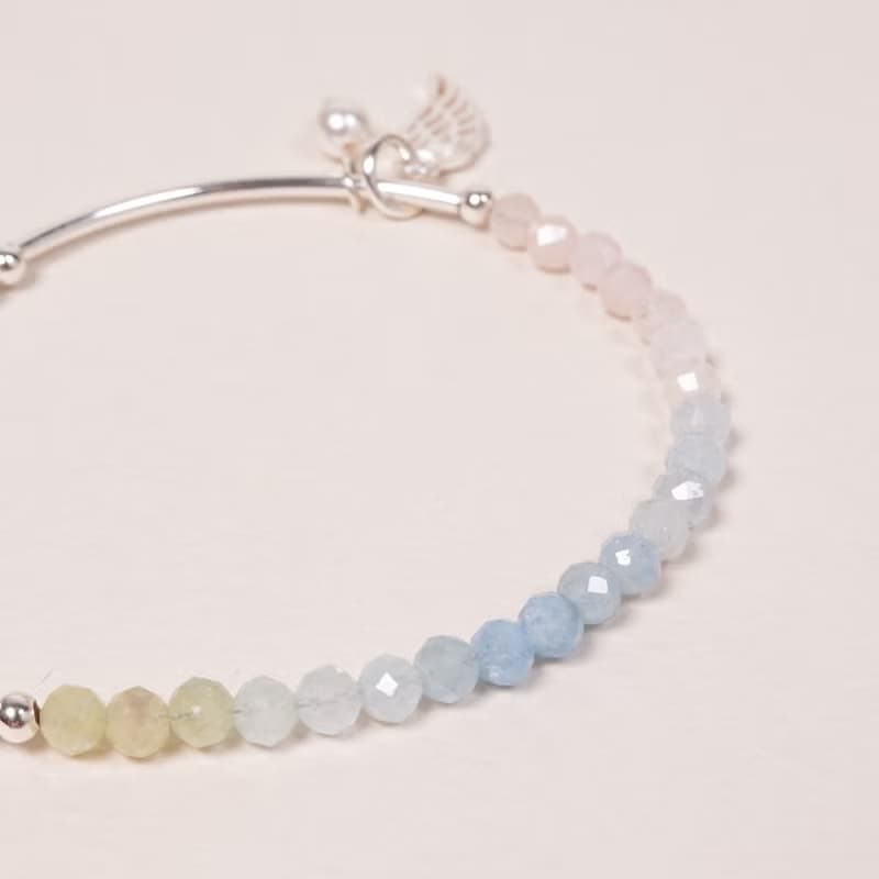 天使的祝福│漸層粉嫩摩根石 珍珠 925純銀 水晶手鍊