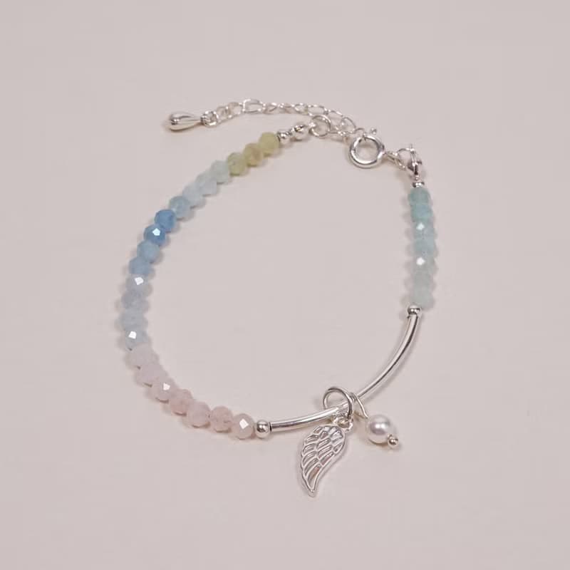 天使的祝福│漸層粉嫩摩根石 珍珠 925純銀 水晶手鍊