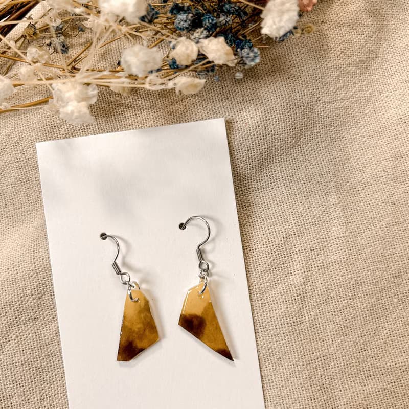 獾影黃昏 / 不規則幾何 / 手繪【熱縮片】耳飾