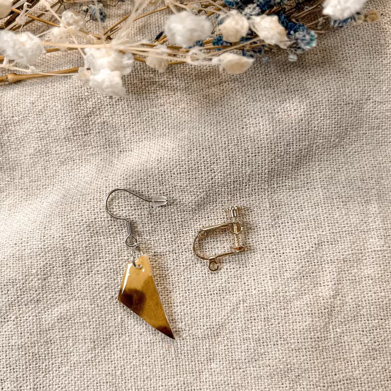 獾影黃昏 / 不規則幾何 / 手繪【熱縮片】耳飾