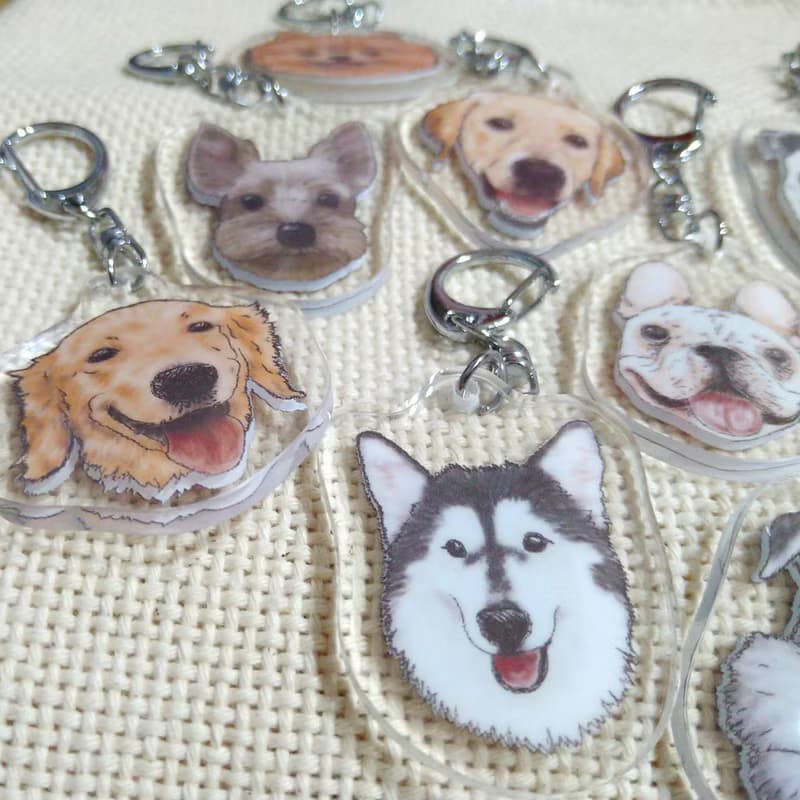 比熊犬-壓克力吊飾(鑰匙圈)-雙面圖案-新廠商