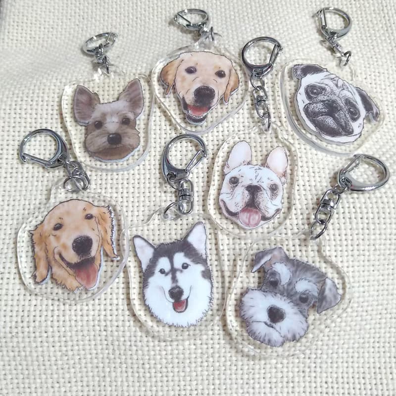比熊犬-壓克力吊飾(鑰匙圈)-雙面圖案-新廠商
