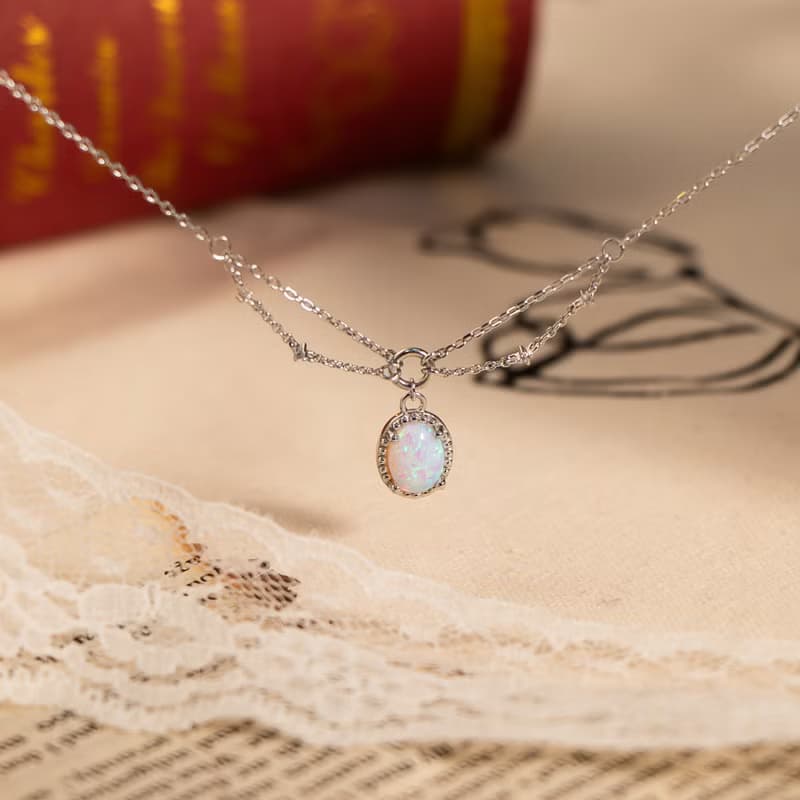 【Silent ECHO】微曜之心 | 人造蛋白石 層次純銀項鍊