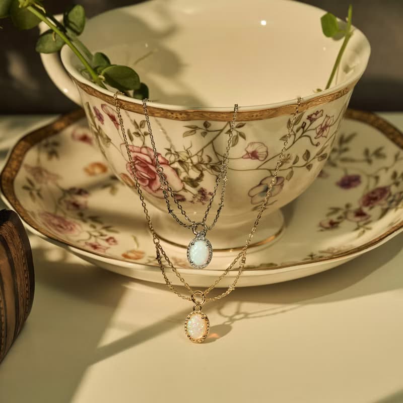 【Silent ECHO】微曜之心 | 人造蛋白石 層次純銀項鍊