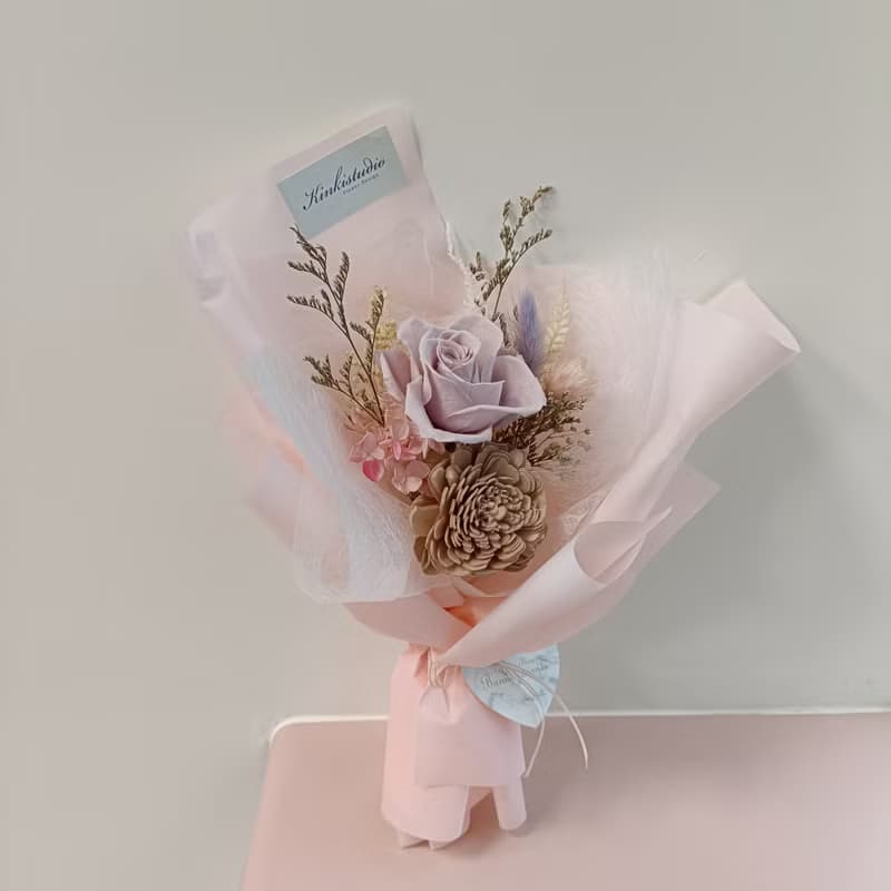 節奶茶莫蘭迪粉玫瑰永生花束 求婚告白捧花外拍週年教師節生日禮