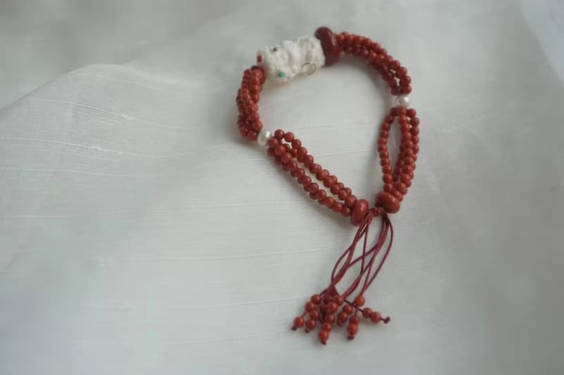 天然川料南紅瑪瑙 猛獁象牙渡母南紅平安扣設計多圈手串手鍊s