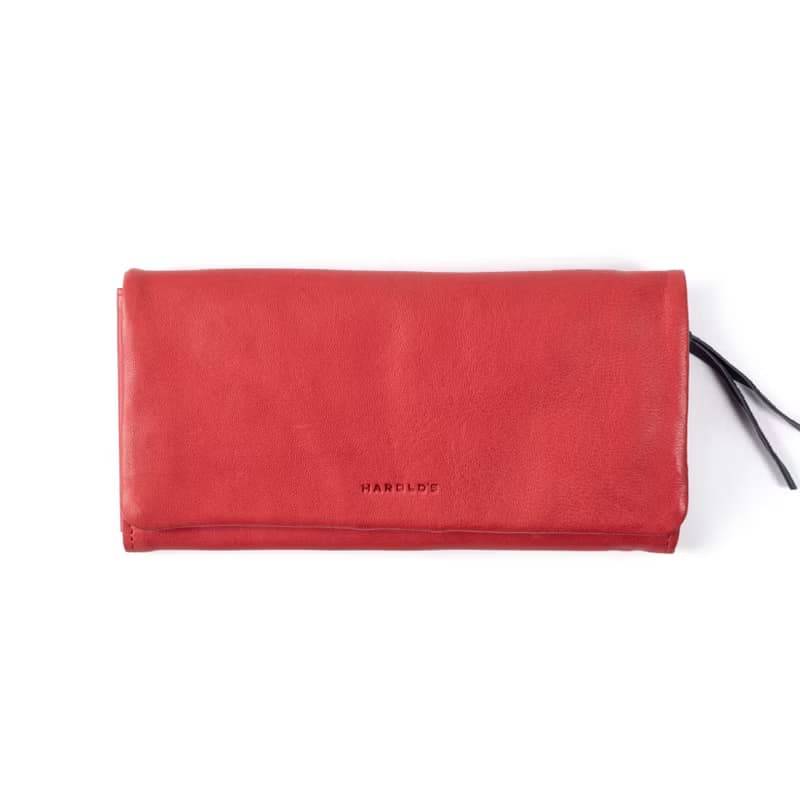 德國harolds植鞣皮革長夾 /紅色/真皮/皮夾/錢包/手工製作
