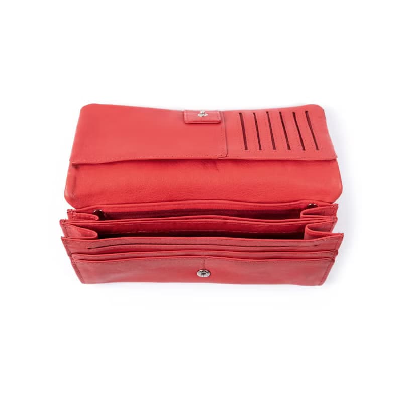 德國harolds植鞣皮革長夾 /紅色/真皮/皮夾/錢包/手工製作