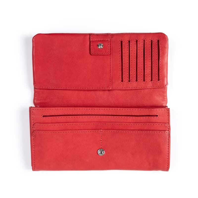 德國harolds植鞣皮革長夾 /紅色/真皮/皮夾/錢包/手工製作