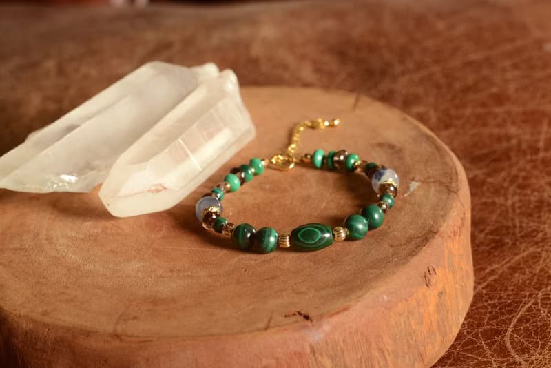 【神山晶礦】帶眼孔雀茶晶螢石手鍊/孔雀/茶晶/螢石