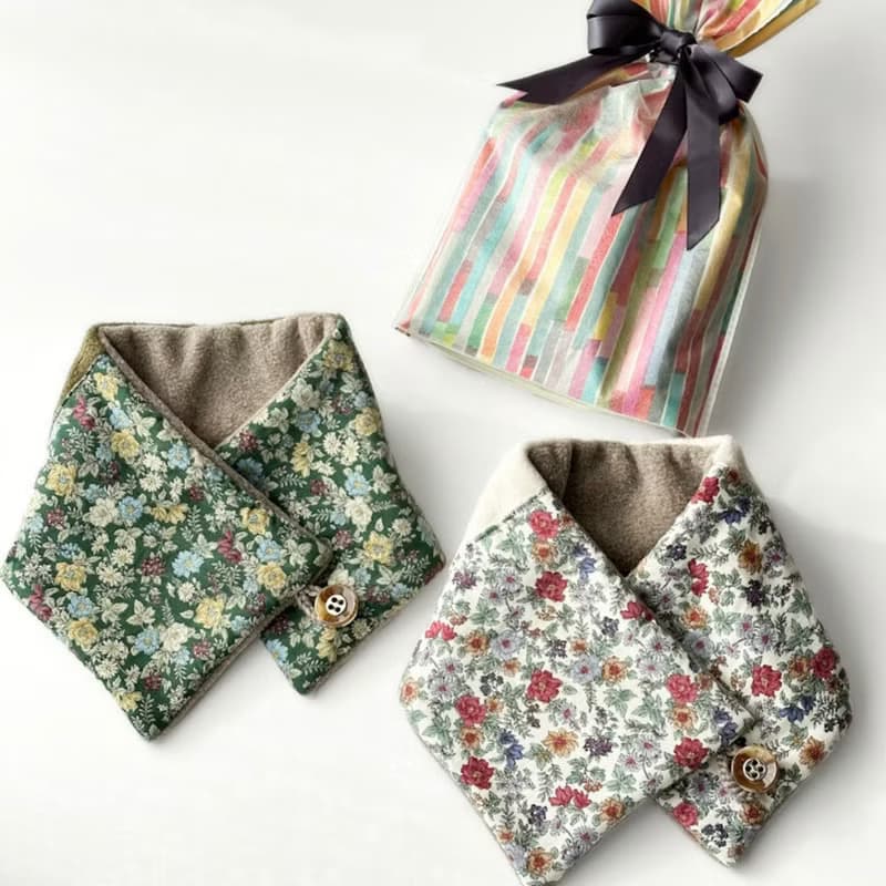 ロマンティックフラワー　クラシカル　ネックウォーマー　メルトンフリース　花柄　クリスマス　冬　防寒