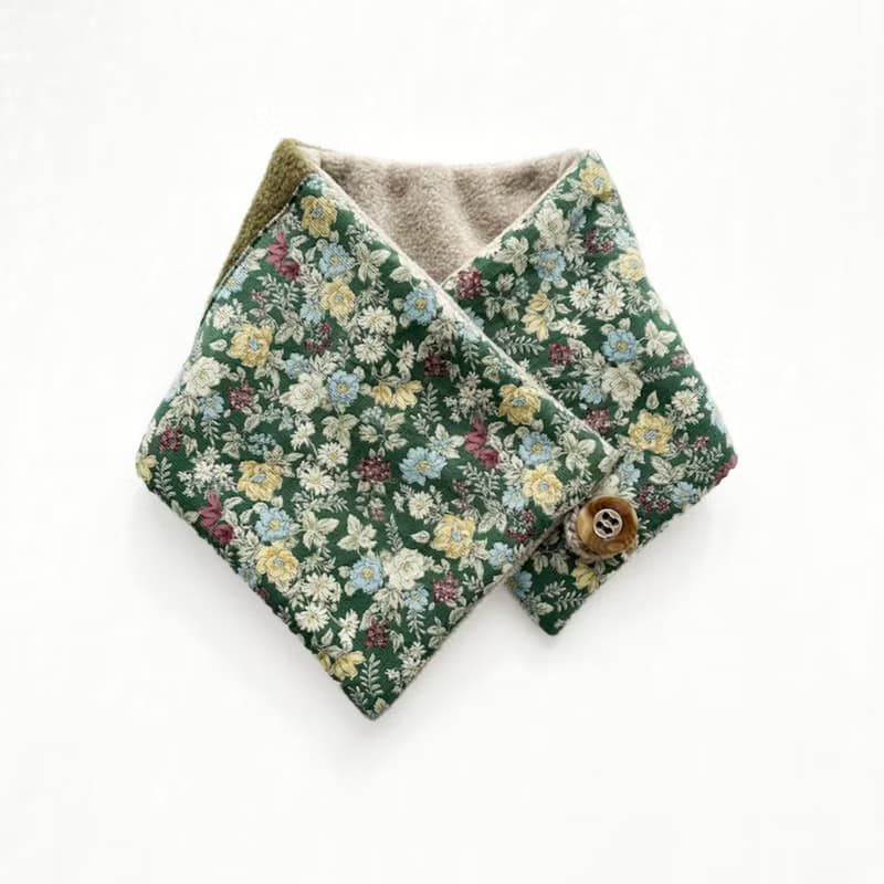 ロマンティックフラワー　クラシカル　ネックウォーマー　メルトンフリース　花柄　クリスマス　冬　防寒