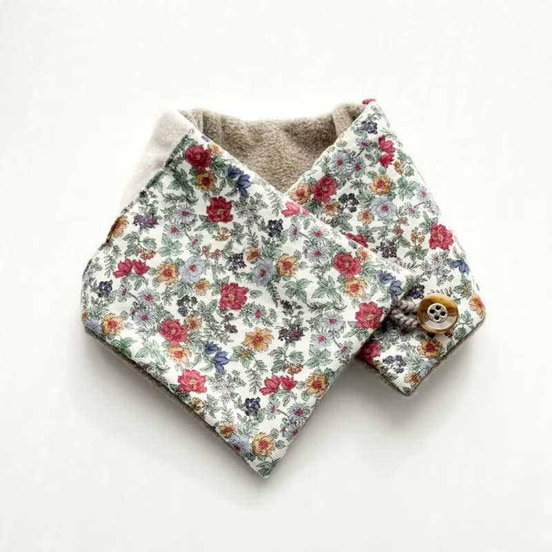 ロマンティックフラワー　クラシカル　ネックウォーマー　メルトンフリース　花柄　クリスマス　冬　防寒