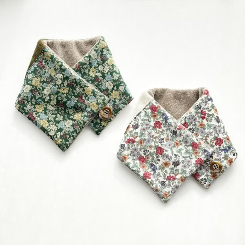 ロマンティックフラワー　クラシカル　ネックウォーマー　メルトンフリース　花柄　クリスマス　冬　防寒