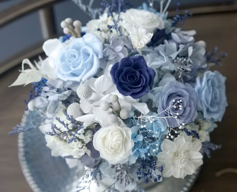 七夕情人節花禮情人節花禮生日花禮 湛藍色系玫瑰永生花不凋花捧