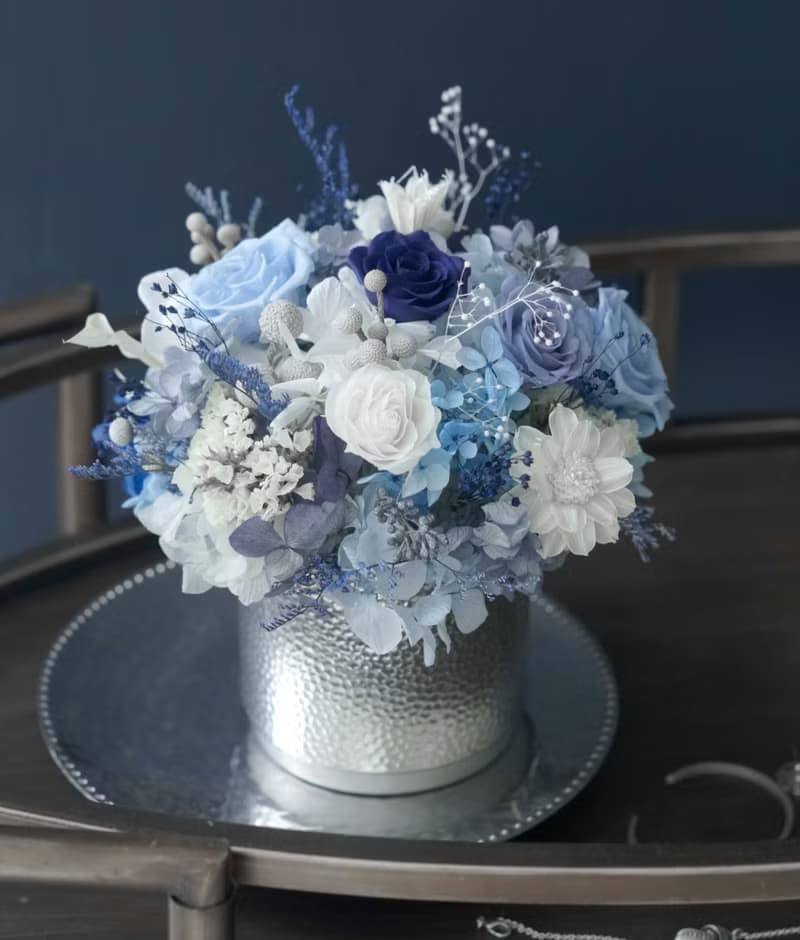 七夕情人節花禮情人節花禮生日花禮 湛藍色系玫瑰永生花不凋花捧