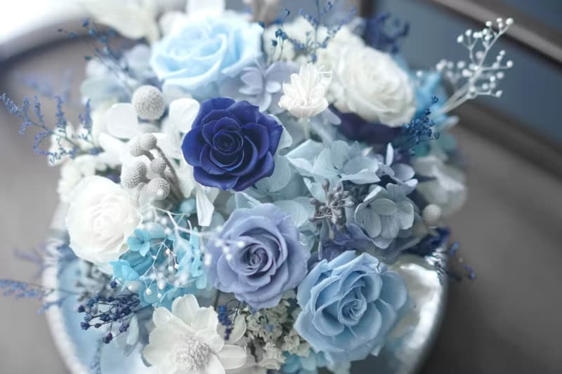 七夕情人節花禮情人節花禮生日花禮 湛藍色系玫瑰永生花不凋花捧