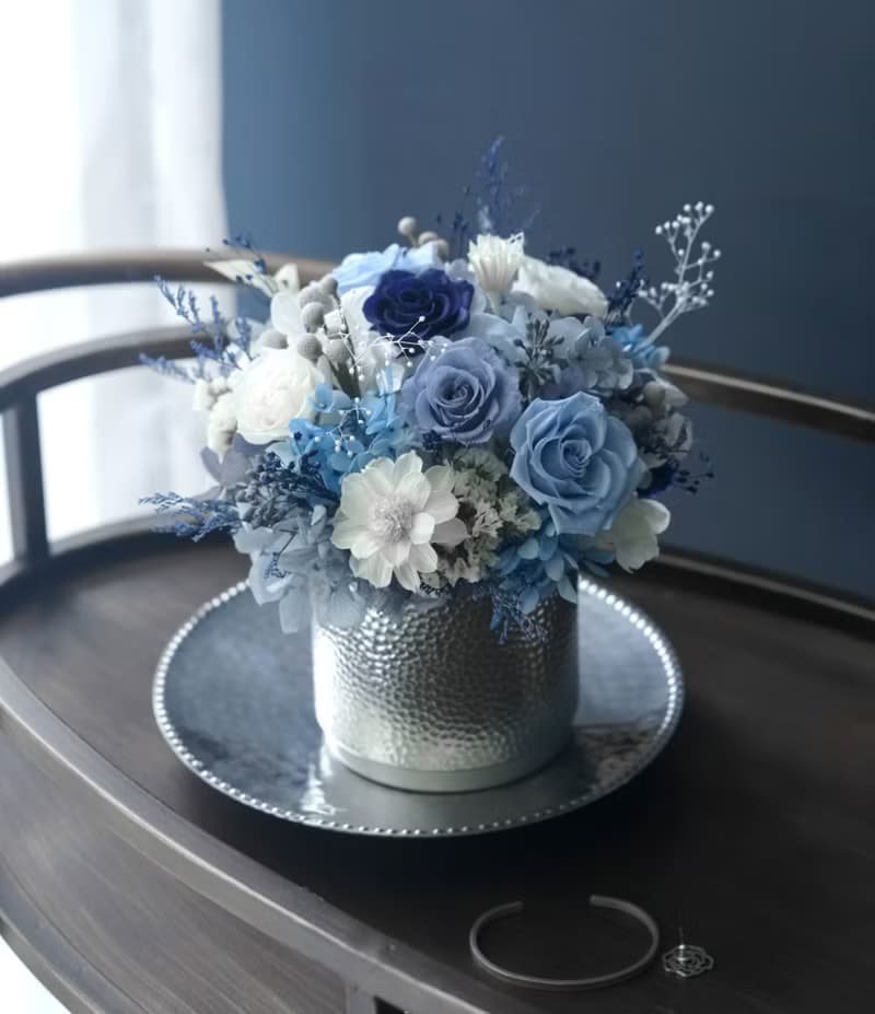 七夕情人節花禮情人節花禮生日花禮 湛藍色系玫瑰永生花不凋花捧