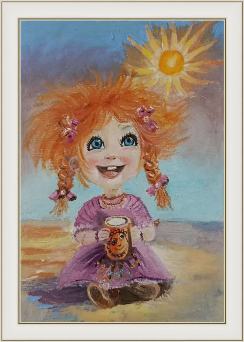 Good mood. This is original oil painting on cardboard. Size: 30x20 cm