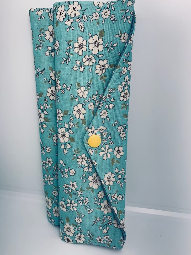 文青風環保筷袋  花季  清新藍 手作餐具袋.交換禮物.