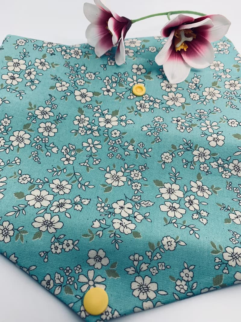 文青風環保筷袋  花季  清新藍 手作餐具袋.交換禮物.