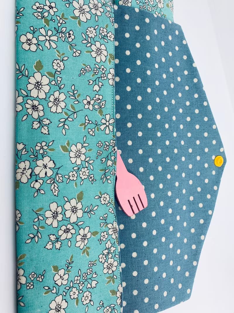 文青風環保筷袋  花季  清新藍 手作餐具袋.交換禮物.