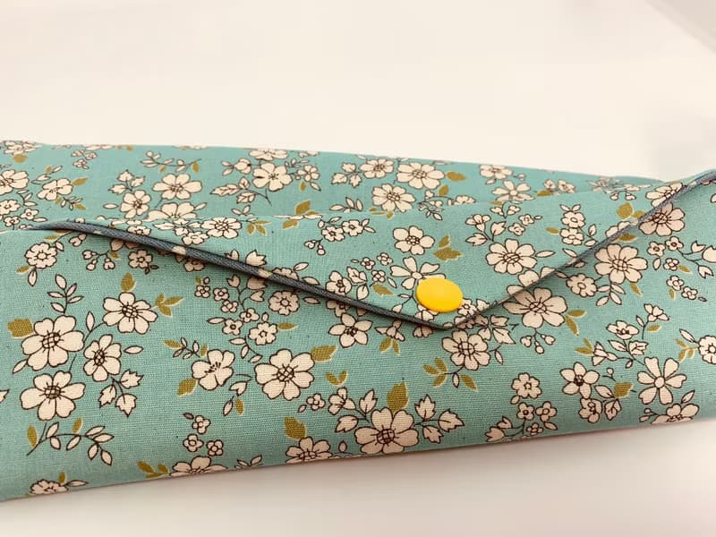 文青風環保筷袋  花季  清新藍 手作餐具袋.交換禮物.